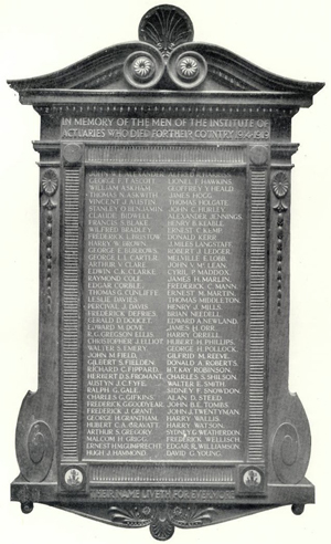 Members of The Institute of Actuaries War Memorial image