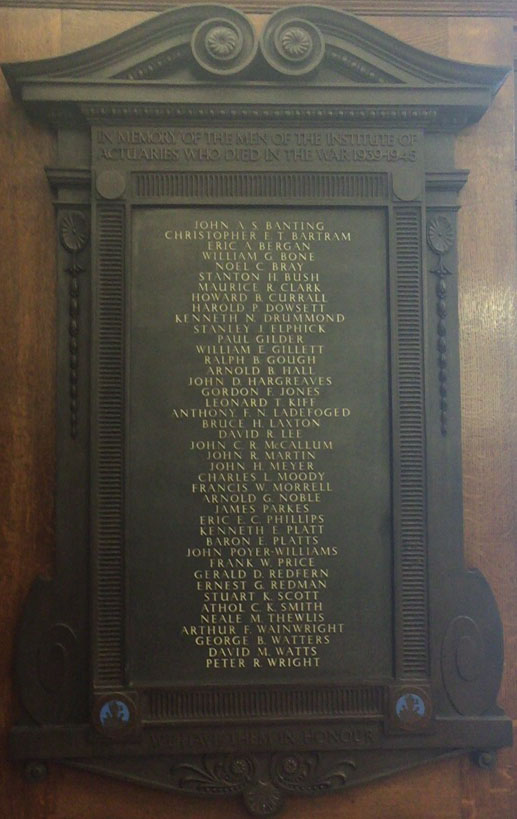 the Institute of Actuaries War Memorial plaque image